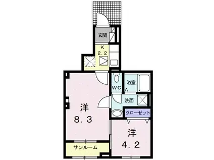 ティーズ グロース II(2K/1階)の間取り写真