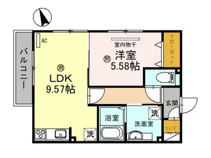フラン岡(1LDK/1階)の間取り写真