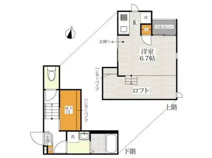 CB琴平ソレイユ(1K/2階)の間取り写真