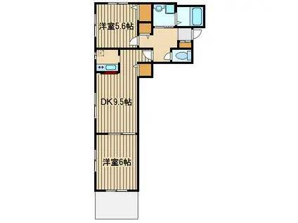 クレストティーアンドエム弐番館(2DK/1階)の間取り写真