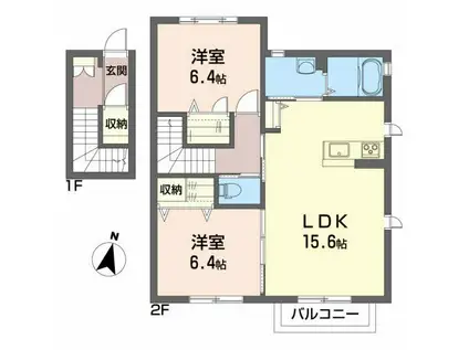 安齋ハイツIII(2LDK/2階)の間取り写真