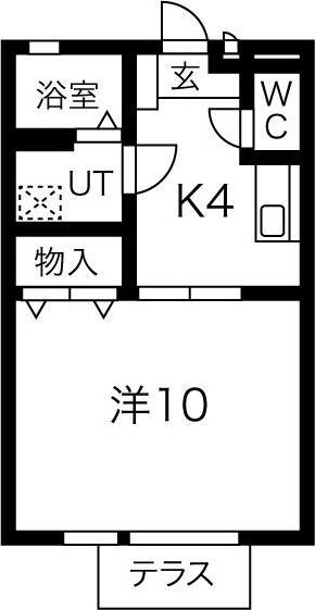 エミネンスB棟(1K/1階)の間取り写真