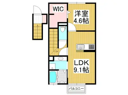 DUCCOX(1LDK/2階)の間取り写真