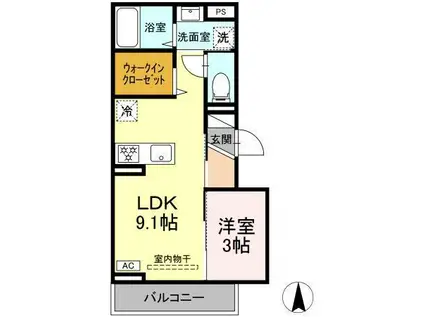 GRAND FLEUVE 開出(1LDK/3階)の間取り写真