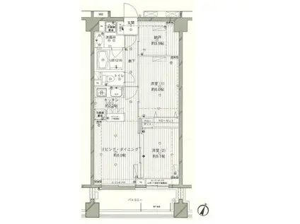 コスモリード西馬込(2SLDK/6階)の間取り写真