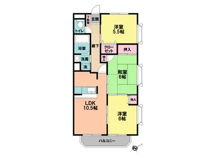 ラ・アベニール都賀(3LDK/2階)の間取り写真