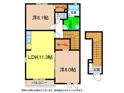 ルミエール下大野 A・B・C(2LDK/2階)の間取り写真
