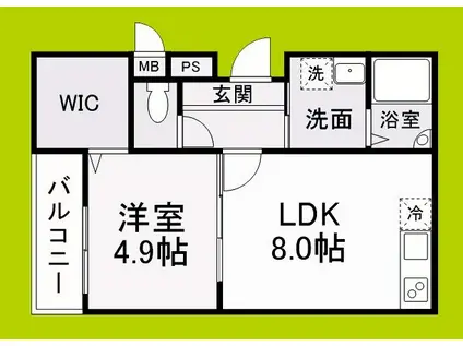 フジパレス和泉大宮(1LDK/1階)の間取り写真