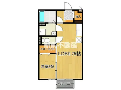 ワンウィルB棟(1LDK/2階)の間取り写真