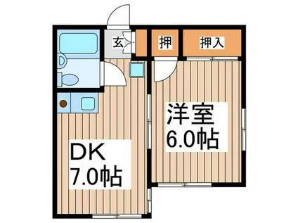 ハイツ秀(1DK/2階)の間取り写真