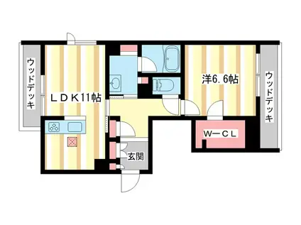 SHAMAISON SERDINA(1LDK/1階)の間取り写真