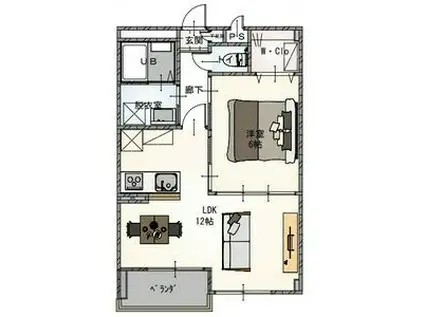 RUSCELLO SENA(1LDK/2階)の間取り写真