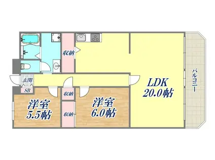 緑樹逆瀬川アーバンライフ(2LDK/3階)の間取り写真