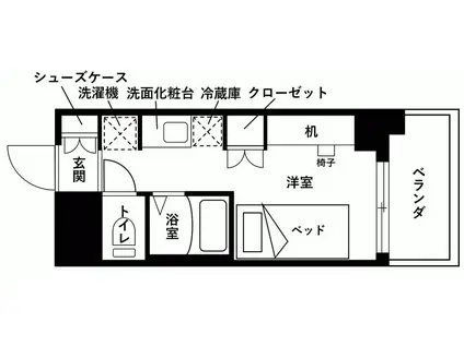 KDXレジデンス津田沼III(ワンルーム/5階)の間取り写真