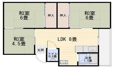 加茂コーポラス(3LDK/1階)の間取り写真