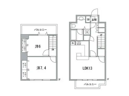 オークテラス(2LDK/4階)の間取り写真