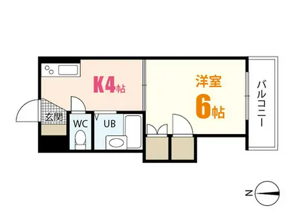 第1下原ビル(1K/4階)の間取り写真