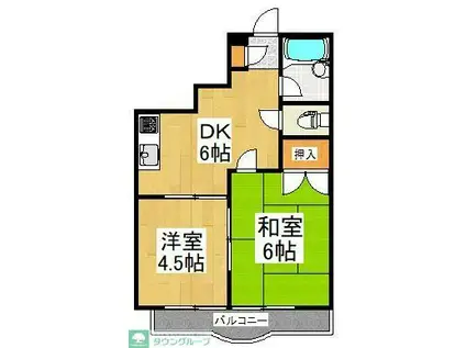 ジェネシスパートII(2DK/2階)の間取り写真