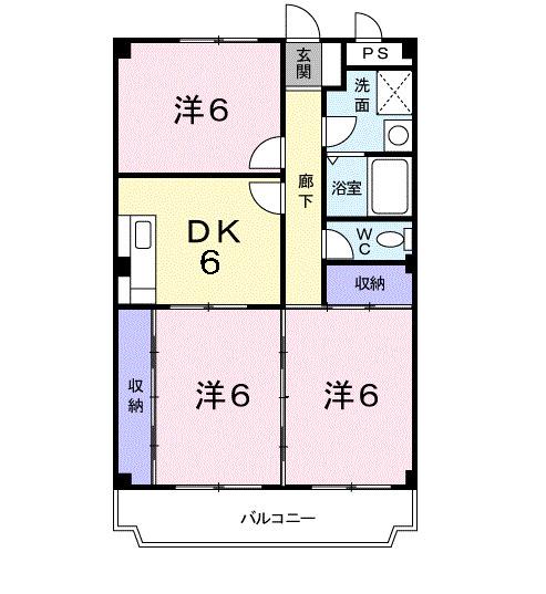 サンハイム梓(3DK/3階)の間取り写真