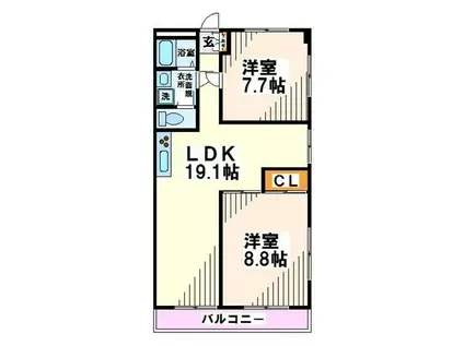 花岡マンション(2LDK/2階)の間取り写真