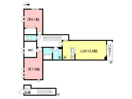 ブライトハイム成城(2LDK/1階)の間取り写真