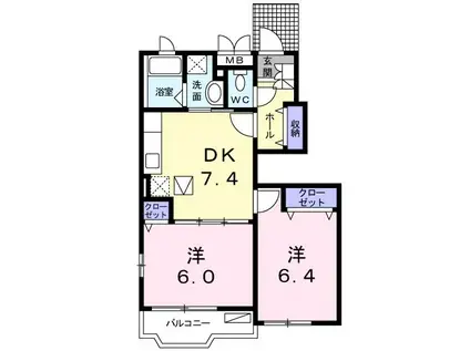 アルバ・ブリーゼ I(2DK/1階)の間取り写真