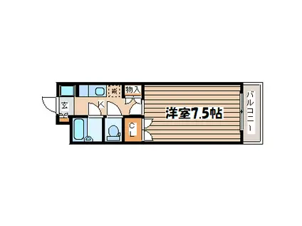 ロイヤルアニバーサリー八乙女I(1K/2階)の間取り写真