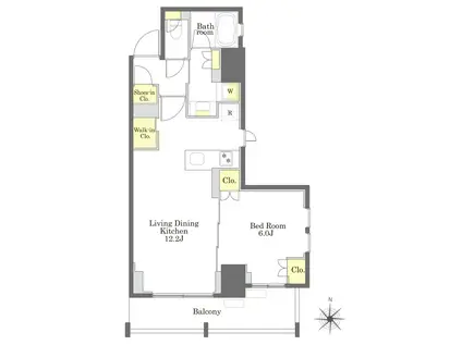 プライムメゾン恵比寿(1LDK/4階)の間取り写真