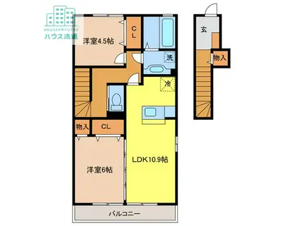 カトレア(2LDK/2階)の間取り写真