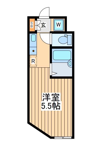 クレールブランシェ西横浜B号棟(ワンルーム/1階)の間取り写真