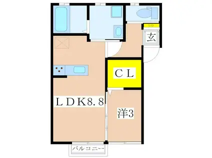 STELLA A(1LDK/1階)の間取り写真