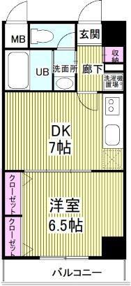 TKレジデンス(1DK/3階)の間取り写真