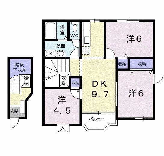 クレスト-ル高野III(3DK/2階)の間取り写真
