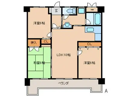 ラパスマンション諏訪野(3LDK/3階)の間取り写真