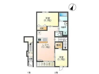 コーンポピー(2LDK/2階)の間取り写真
