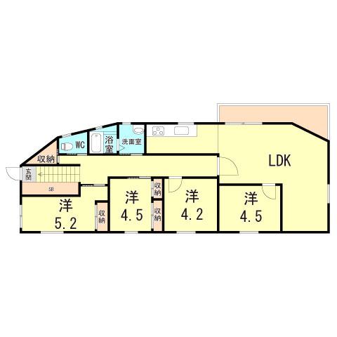西宮戸崎町(4LDK/2階)の間取り写真