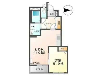 エクセールハウス大泉(1LDK/1階)の間取り写真