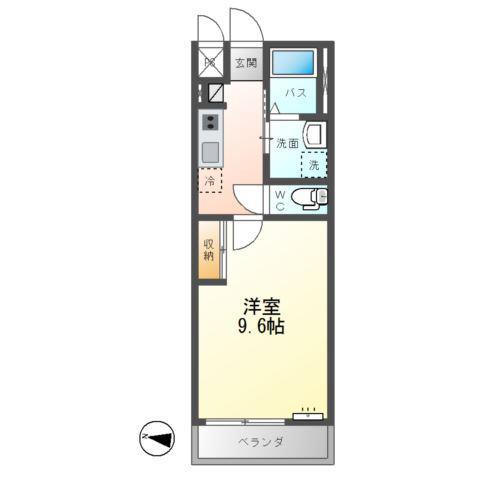 グランディール小田原(1K/2階)の間取り写真