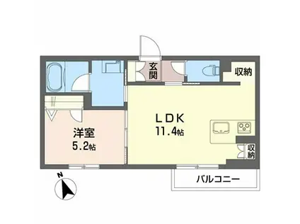 シャーメゾンプラス城南(1LDK/1階)の間取り写真