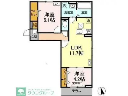 グランレジェイド(2LDK/1階)の間取り写真