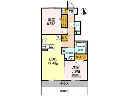 パークハイム巽南(2LDK/1階)の間取り写真