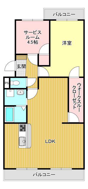 フローラ蜆塚II(1SLDK/1階)の間取り写真