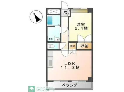 ラベンダー湘南(1LDK/2階)の間取り写真