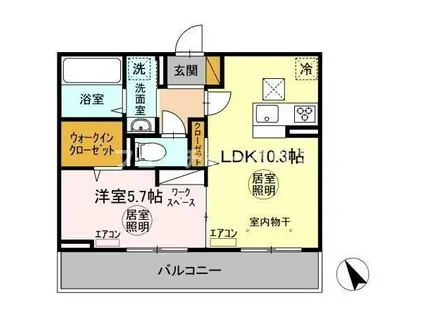 セレナヴィラ新原(1LDK/1階)の間取り写真