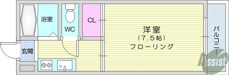シャイニングプラザ佐竹(1K/3階)の間取り写真