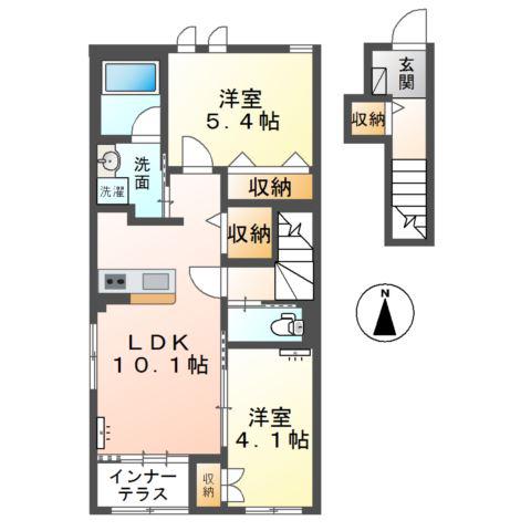 MORUSBERG(2LDK/2階)の間取り写真