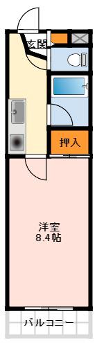 白鷺TKハイツ1号館(1K/4階)の間取り写真