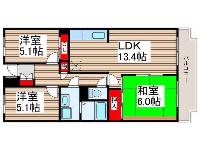 ホーフパラシオン川越(3LDK/4階)の間取り写真