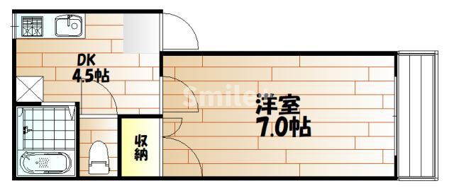 リバーサイドアーバン(1DK/1階)の間取り写真