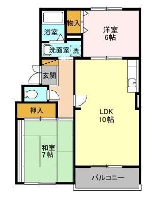 カーサみつわ台E(2LDK/3階)の間取り写真